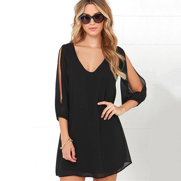 Spring New Fashion Solid Color Dress Casual V Neck Loose Dresses 3/4 Sleeve women Elegant Beach Female Vestidos
Spring New Fashion Solid Color Dress Casual V Neck Loose Dresses 3/4 Sleeve women Elegant Beach Female Vestidos