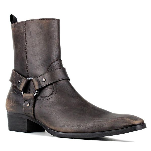 men's boots genuine leather boots ankle zipper-up motorcycle calfskin shoes high heel, Black
men's boots genuine leather boots ankle zipper-up motorcycle calfskin shoes high heel, Black