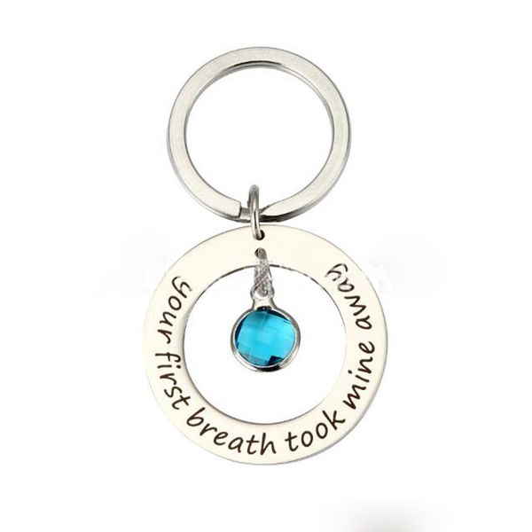 your first breath took mine away stainless steel key chain blue crystal pendant silver key ring
your first breath took mine away stainless steel key chain blue crystal pendant silver key ring