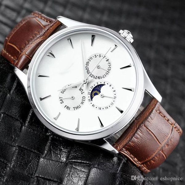 chronograph brand mens watches small dials work daydate fashion leather straps luxury quartz watch for men waterproof military clock christm, Slivery;brown
chronograph brand mens watches small dials work daydate fashion leather straps luxury quartz watch for men waterproof military clock christm, Slivery;brown