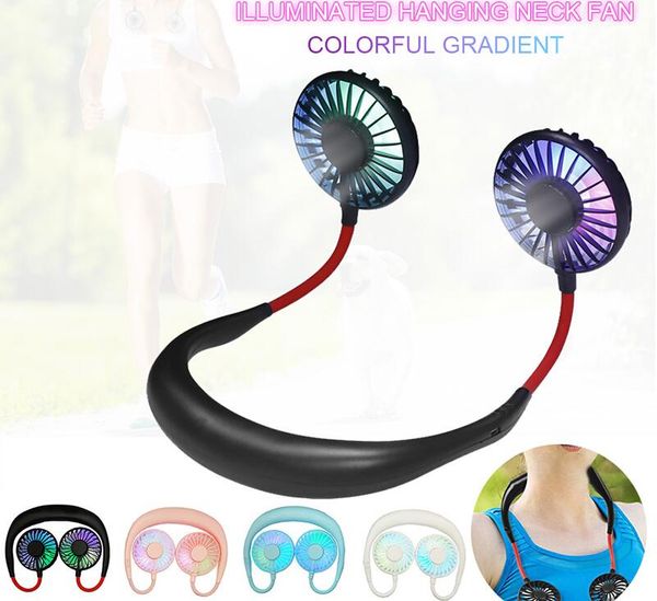 Мини Портативный USB 3 поколения Аккумуляторная Шейный Ободок Ленивая Шея Висит Стиль Двойного Охлаждения Спортивные Вентиляторы Гаджет С огнями 20 шт. Горячие 
Мини Портативный USB 3 поколения Аккумуляторная Шейный Ободок Ленивая Шея Висит Стиль Двойного Охлаждения Спортивные Вентиляторы Гаджет С огнями 20 шт. Горячие