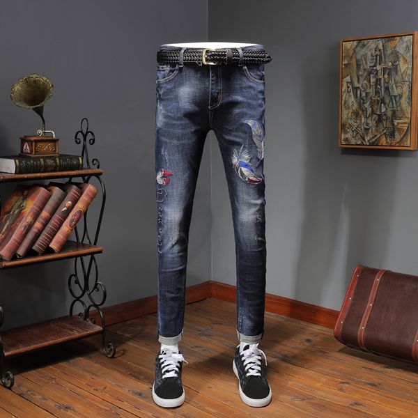 мода мужчины вышивки натяжные slim fit jeans высокое качество streetwear синий жан карандаш штаны, Blue
мода мужчины вышивки натяжные slim fit jeans высокое качество streetwear синий жан карандаш штаны, Blue