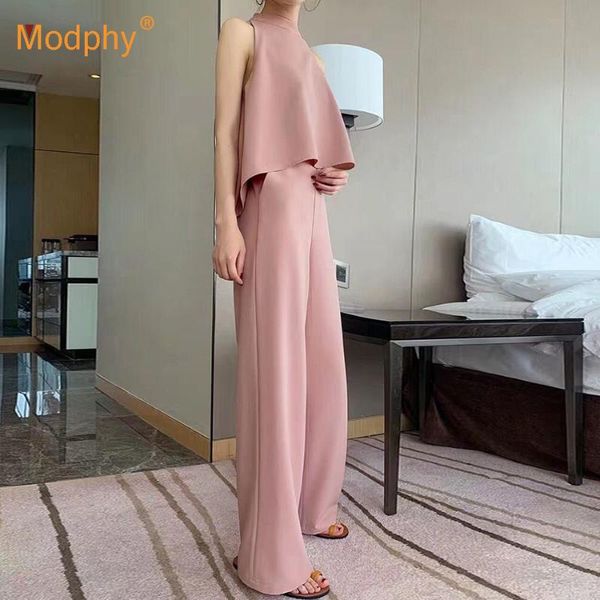 2020 summer new elegant 's suit sleeveless and wide leg pants 2 pieces two casual celebrity party set vestidos, White
2020 summer new elegant 's suit sleeveless and wide leg pants 2 pieces two casual celebrity party set vestidos, White