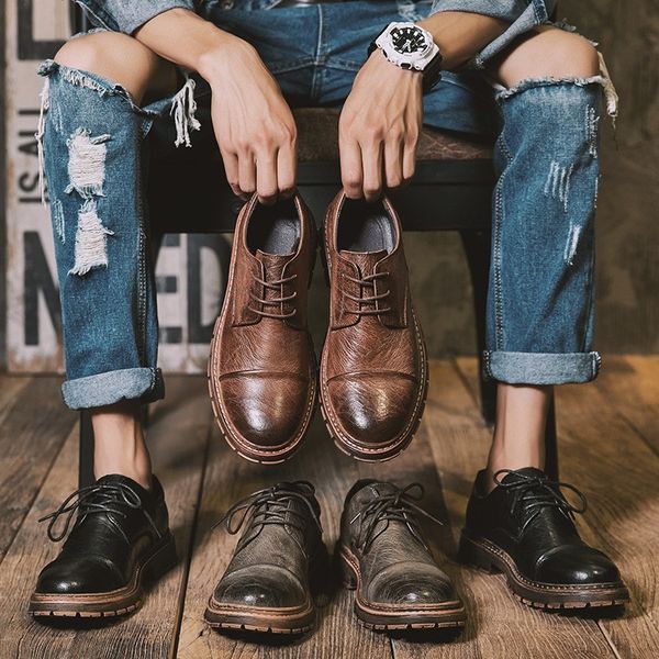 social small leather shoes men's korean-style trend versatile retro casual shoes england low men's winter, Black
social small leather shoes men's korean-style trend versatile retro casual shoes england low men's winter, Black