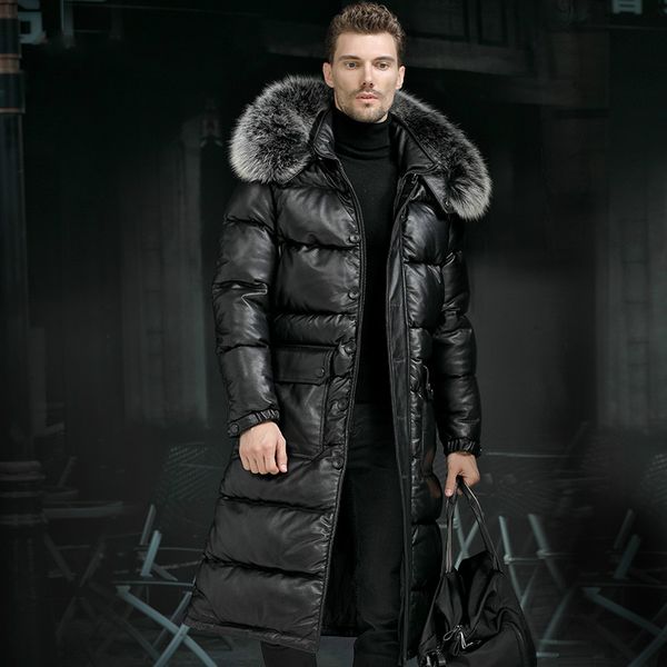 minus 40 degrees celsius warm layer cowhide genuine leather jacket men x-long duck down leather coat real fur hooded coats, Black
minus 40 degrees celsius warm layer cowhide genuine leather jacket men x-long duck down leather coat real fur hooded coats, Black