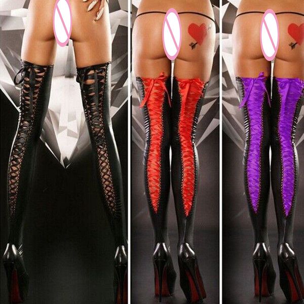 women new women stockings comfortable over knee thigh-high stockings pu lace bow bandage stockings outwear, Black;white
women new women stockings comfortable over knee thigh-high stockings pu lace bow bandage stockings outwear, Black;white