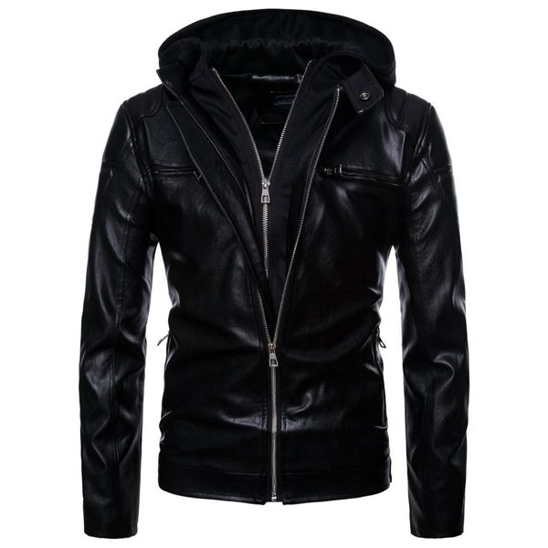 punk men's coat with hat locomotive style pu leather warm coat with zipper motorcycle pu leather men jacket 2019, Black
punk men's coat with hat locomotive style pu leather warm coat with zipper motorcycle pu leather men jacket 2019, Black