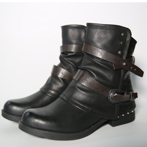 buckle winter motorcycle boots women british style ankle booties leather gothic punk low heel women shoes plus size black
buckle winter motorcycle boots women british style ankle booties leather gothic punk low heel women shoes plus size black