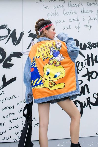 cartoon patchwork denim coat women autumn sequins full sleeve cardigan casual turn down collar outfit, Black;brown
cartoon patchwork denim coat women autumn sequins full sleeve cardigan casual turn down collar outfit, Black;brown