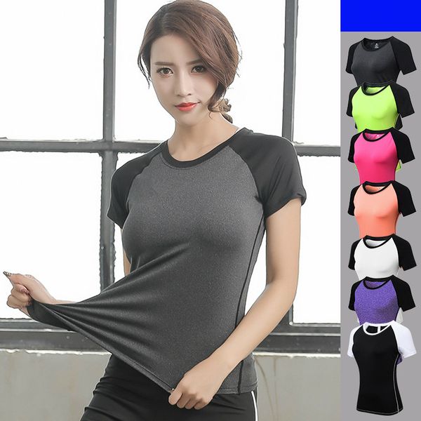 women's yoga skinny short sleeve fitness running sports training quick dry elastic color matching round neck t-shirt gym female, White;red
women's yoga skinny short sleeve fitness running sports training quick dry elastic color matching round neck t-shirt gym female, White;red