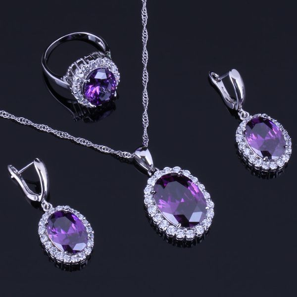 awesome oval egg purple cubic zirconia white cz 925 sterling silver jewelry sets for women earrings pendant chain ring v0282
awesome oval egg purple cubic zirconia white cz 925 sterling silver jewelry sets for women earrings pendant chain ring v0282