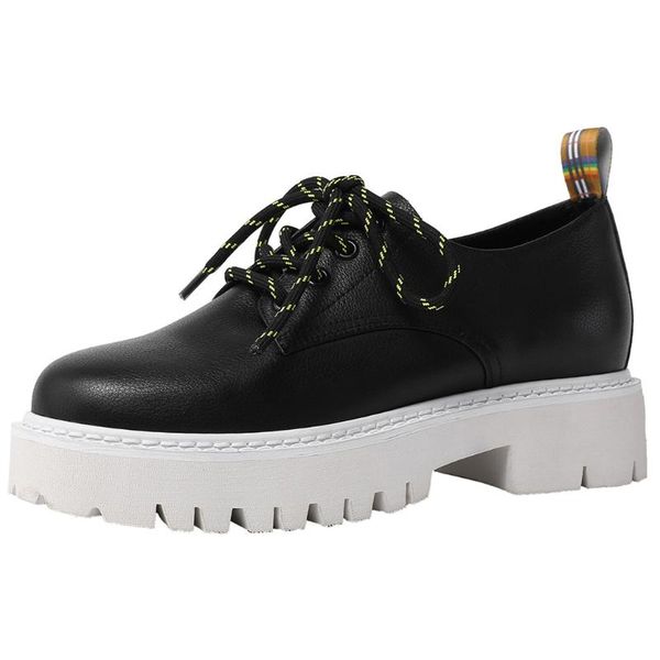 women's genuine leather thick sole platform lace-up flats soft comfortable casual female daily footwear shoes women, Black
women's genuine leather thick sole platform lace-up flats soft comfortable casual female daily footwear shoes women, Black