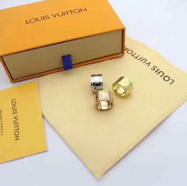 wholesale fashion 316l stainless steel styles 3 colors l̴v stamp ring for women gold plated jewelry wedding with box, Silver
wholesale fashion 316l stainless steel styles 3 colors l̴v stamp ring for women gold plated jewelry wedding with box, Silver