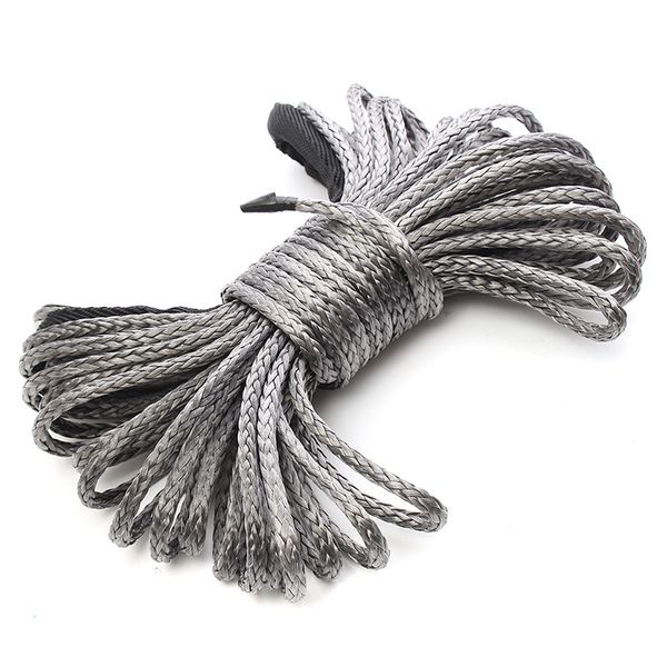 

winch rope string line cable with sheath gray synthetic towing rope 15m 7700lbs car wash maintenance string for atv utv off-ro