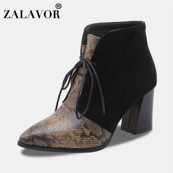 taoffen new ankle boots women plus size 32-43 brnad lace up high heel boots snake print mixed color casual office shoes women, Black
taoffen new ankle boots women plus size 32-43 brnad lace up high heel boots snake print mixed color casual office shoes women, Black