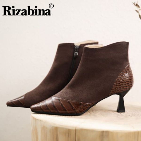 rizabina office ladies ankle boots genuine leather high heel winter shoes for women pointed toe short boots size 33-40, Black
rizabina office ladies ankle boots genuine leather high heel winter shoes for women pointed toe short boots size 33-40, Black