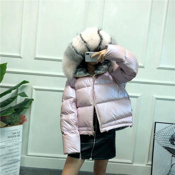 big natural fur collar 2020 winter jacket women female warm down parka loose short double sided down coat white duck down jacket, Black
big natural fur collar 2020 winter jacket women female warm down parka loose short double sided down coat white duck down jacket, Black