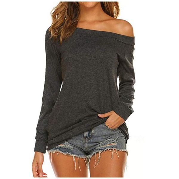 women off shoulder blouse long sleeve casual solid shirt slash neck shirt spring new style ladies pullover streetwear, White
women off shoulder blouse long sleeve casual solid shirt slash neck shirt spring new style ladies pullover streetwear, White