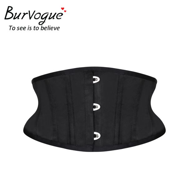

burvogue waist trainer corsets slimming shaper belt short torso satin underbust corset lace up bustiers & corsets women, Black;white