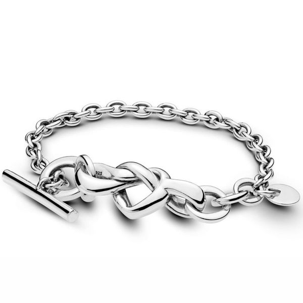 new 925 sterling silver bracelet knotted heart heart-embellished t-clasp link bracelet bangle fit bead charm europe jewelry, Black
new 925 sterling silver bracelet knotted heart heart-embellished t-clasp link bracelet bangle fit bead charm europe jewelry, Black