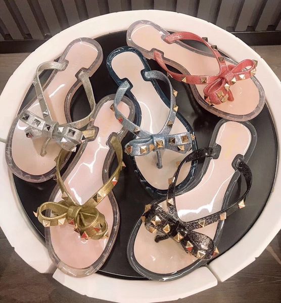 new designer flat slippers fashion beach luxury sandals jelly beach rivet series flip flops launcher 8 color size 35-41, Black
new designer flat slippers fashion beach luxury sandals jelly beach rivet series flip flops launcher 8 color size 35-41, Black