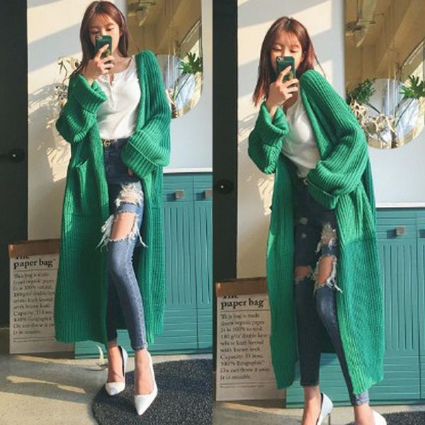 2019 autumn new korean style women long sweater coats wild fashion ladies sweaters coats solid color women clothing f839, White
2019 autumn new korean style women long sweater coats wild fashion ladies sweaters coats solid color women clothing f839, White