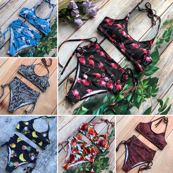 print swimsuit 2019 flamingo bikini women high waist biquini two piece swimwear woman strappy beachwear mujer bathing suit 
print swimsuit 2019 flamingo bikini women high waist biquini two piece swimwear woman strappy beachwear mujer bathing suit