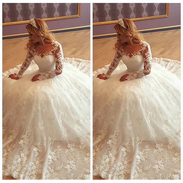 sheer long sleeves lace appliques a-line wedding dresses 2021 modest bridal gowns princess garden vestidos de marriage formal wedding wear, White
sheer long sleeves lace appliques a-line wedding dresses 2021 modest bridal gowns princess garden vestidos de marriage formal wedding wear, White