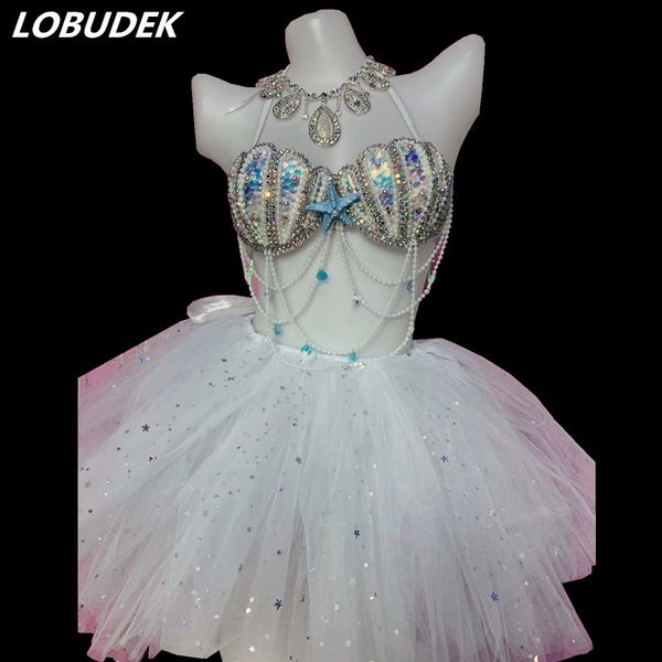 bar nightclub female singer stage wear pearl shell crystal bra bubble skirt outfit club rave party dj pole dancing dance costume, Black;red
bar nightclub female singer stage wear pearl shell crystal bra bubble skirt outfit club rave party dj pole dancing dance costume, Black;red