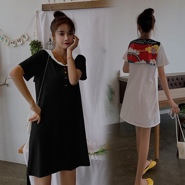 pregnant women large peter pan collar cotton dress short sleeve maternity a-line dress preppy style female loose wholesale, White
pregnant women large peter pan collar cotton dress short sleeve maternity a-line dress preppy style female loose wholesale, White