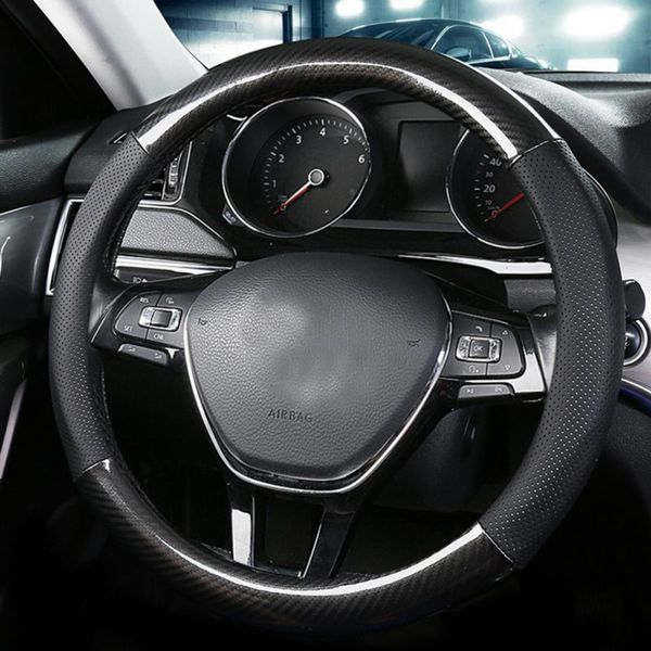 carbon fiber steering wheel cover handle round leather soft breathable for auto car truck suv black
carbon fiber steering wheel cover handle round leather soft breathable for auto car truck suv black