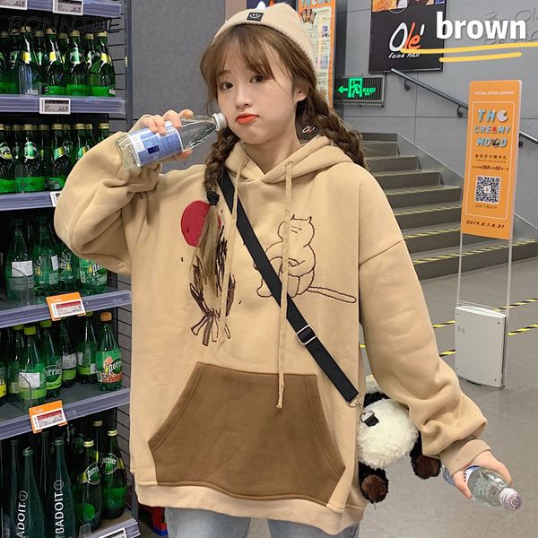 hoodies women plus velvet thicker all-match loose cartoon printed korena style hooded sweatshirts womens pocket new, Black
hoodies women plus velvet thicker all-match loose cartoon printed korena style hooded sweatshirts womens pocket new, Black