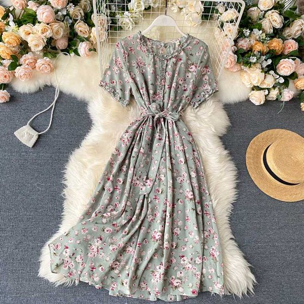 women floral dress vintage holiday flower beach chiffon dress holiday bohemian summer long sweet round neck, Black;gray 
women floral dress vintage holiday flower beach chiffon dress holiday bohemian summer long sweet round neck, Black;gray
