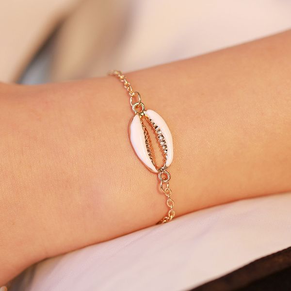 link, chain bohemian gold color shell bracelet women minimalist seashell charm femme jewelry gift, Black
link, chain bohemian gold color shell bracelet women minimalist seashell charm femme jewelry gift, Black