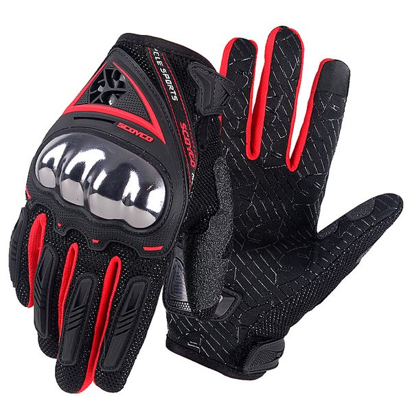 

scoyco motorcycle riding gloves: breathable in summer, anti-crash case, full finger motorcycle gloves: men can touch mc44(full f, Black