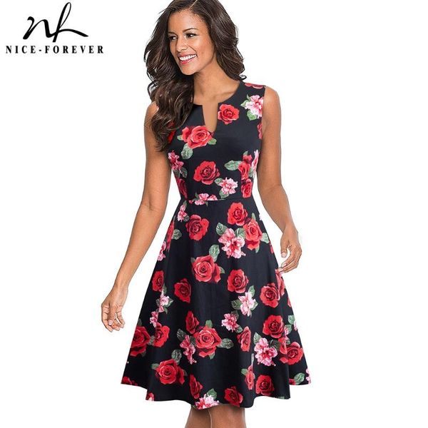 casual dresses nice-forever retro floral printed summer party flare women swing dress btya091, Black;gray
casual dresses nice-forever retro floral printed summer party flare women swing dress btya091, Black;gray