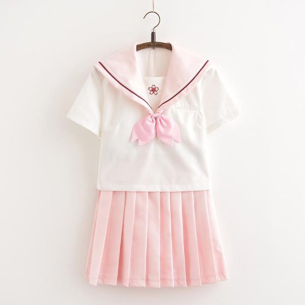 new pink cute japanese school uniforms for girls embroidery design summer clothes jk uniform cosplay school dress suits lovely, White
new pink cute japanese school uniforms for girls embroidery design summer clothes jk uniform cosplay school dress suits lovely, White