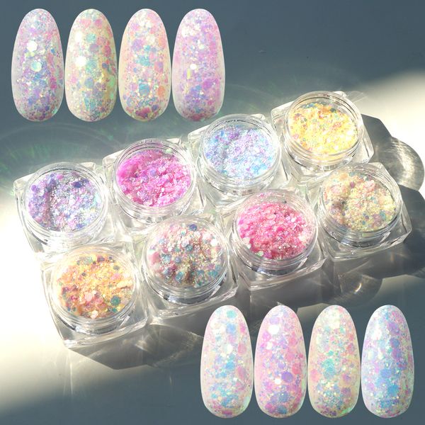 8pcs color changing nail glitter paillette irregular hexagon sequins flakes photochromic uv light decor manicure ji913, Silver;gold
8pcs color changing nail glitter paillette irregular hexagon sequins flakes photochromic uv light decor manicure ji913, Silver;gold