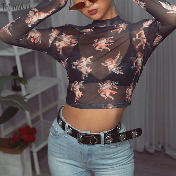 women ladies see through sheer mesh crop fashion printed long sleeves round neck shirts ladies transparent blouse, White
women ladies see through sheer mesh crop fashion printed long sleeves round neck shirts ladies transparent blouse, White
