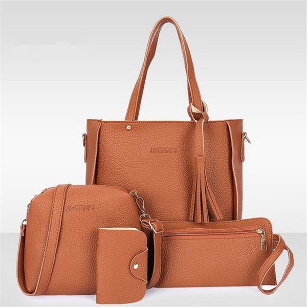 4pcs/set bags for women pu leather tassel handbags solid color crossbody tote shoulder messenger bag card holder wallets 20#48
4pcs/set bags for women pu leather tassel handbags solid color crossbody tote shoulder messenger bag card holder wallets 20#48