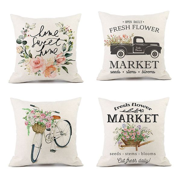 spring saying throw pillow cover 45*45cm flower wreath jar truck bicycle linen cushion pillow case for sofa home decoration hh9-2985
spring saying throw pillow cover 45*45cm flower wreath jar truck bicycle linen cushion pillow case for sofa home decoration hh9-2985