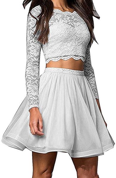 new arrive lace short knee length homecoming evening dress long sleeves two pieces short prom dress, Black;red
new arrive lace short knee length homecoming evening dress long sleeves two pieces short prom dress, Black;red