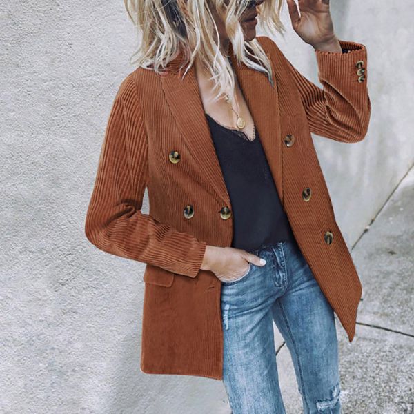 2020 new women spring autumn corduroy coat solid color causal suit double breasted fashion jacket autumn winter coat, White;black
2020 new women spring autumn corduroy coat solid color causal suit double breasted fashion jacket autumn winter coat, White;black