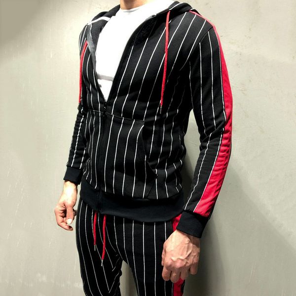 pocket sweatshirt pants set zipper casual sports suit man tracksuit white vertical striped printing men's suit autumn winter, Gray
pocket sweatshirt pants set zipper casual sports suit man tracksuit white vertical striped printing men's suit autumn winter, Gray