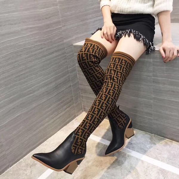 fashion luxury women thick heel stretch-suede sock boots 22 inches over the knee boots breathable elastic ladies winter boots quality, Black
fashion luxury women thick heel stretch-suede sock boots 22 inches over the knee boots breathable elastic ladies winter boots quality, Black