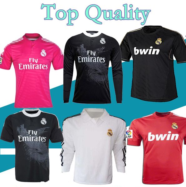 

s-xxl 2011 12 real madrid soccer jersey league 04/05 ramos kaka ronaldo raul benzema alonso 98 99 retro jersey 13 14 15 classic shirt, Black;yellow