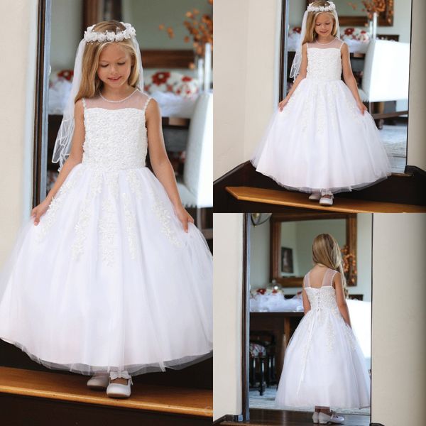 simple white lace first holy communion dresses sheer neck lace flower girls dresses corset backless ankle length catholic beaded pageant, White;blue
simple white lace first holy communion dresses sheer neck lace flower girls dresses corset backless ankle length catholic beaded pageant, White;blue