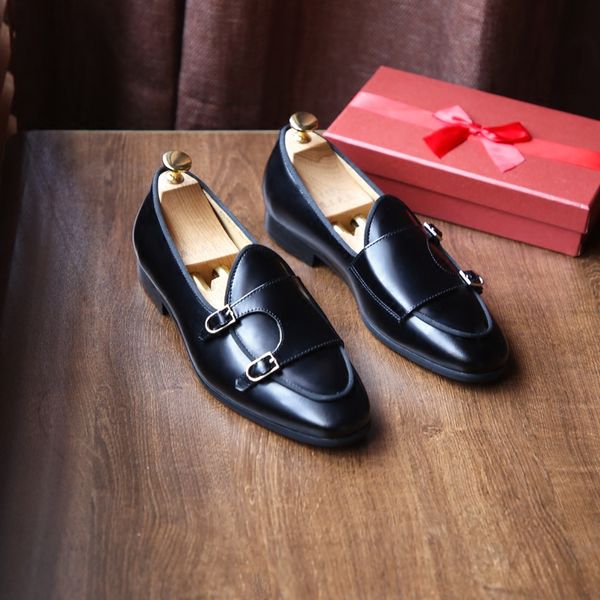 fashion men monk strap loafers flat bottom groom wedding dress shoes genuine leather, Black
fashion men monk strap loafers flat bottom groom wedding dress shoes genuine leather, Black