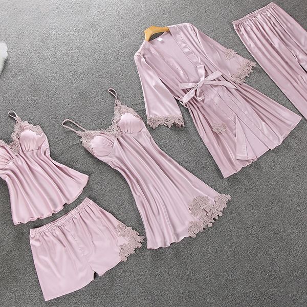 women pajamas women lingerie satin full autumn pajamas set for elegant 5pcs sleepwear brand lingerie lace silk set pyjama femme, Black;red
women pajamas women lingerie satin full autumn pajamas set for elegant 5pcs sleepwear brand lingerie lace silk set pyjama femme, Black;red