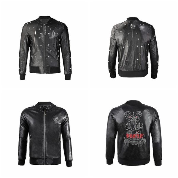 phillip plain brand men's pu faux leather jackets coats skull heads outerwear winter slim for man zipper designer, Black
phillip plain brand men's pu faux leather jackets coats skull heads outerwear winter slim for man zipper designer, Black